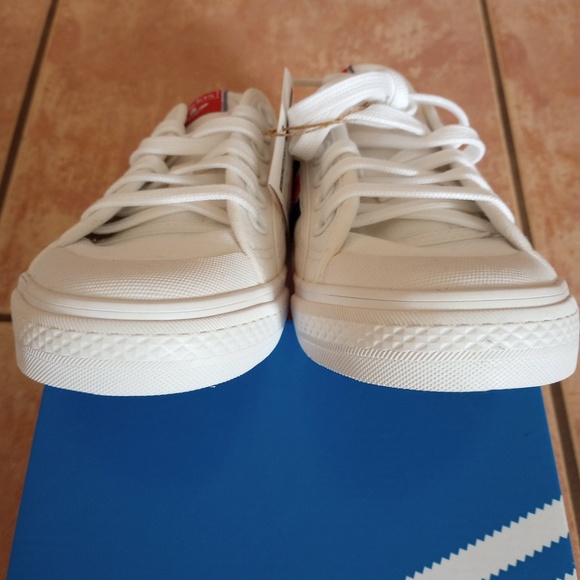 NEW Adidas NIZZA canvas shoes with blue and red stripes size 4.5 - Picture 7 of 9